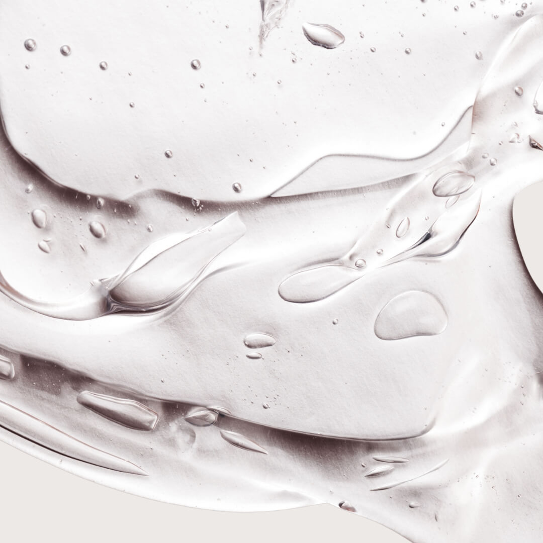 Close-up of hyaluronic acid with bubbles on a white background